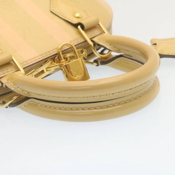 LOUIS VUITTON Vernis Rayures Alma BB Hand Bag 2way Beige - Picture 7 of 15
